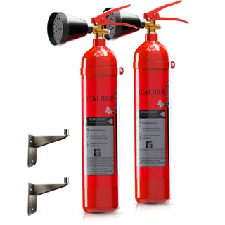 2er-Paket - Excalibur | 2 kg CO2 Feuerlöscher DIN EN 3 | Geeignet für die Brandklassen - B Zertifiziert | 2LE | inkl. Wandhalterung & Instandhaltungsnachweis/Marke:König Brandschutz (2)