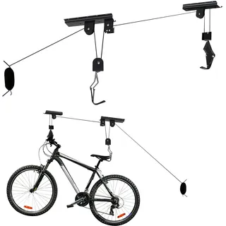 Wiltec Fahrradlift Deckenhalter 20kg, 4 m Deckenhöhe, Fahrradgarage Halterung für Bikes, Fahrradhalter mit Seilzug