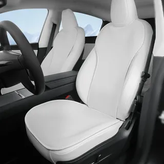 TOPABYTE Vordersitzbezug für Tesla Model Y Juniper (Launch) 2026 Sitzkissen - Schützt Ihre Teslas Sitze - Autositz-Bodenschutz für Tesla Model 3/Y/X/S 2017-2025 Zubehör, Weiß