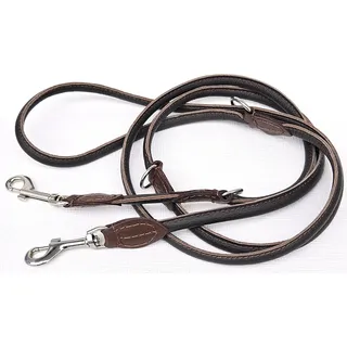 Luxus HUNDELEINE, Runde Leine, 220cm/6mm, Leder + Braun + Verstellbar für kleine Hunde
