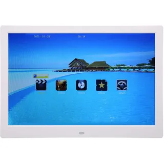 Elprico 13 Zoll digitaler Bilderrahmen, 13 Zoll 1280 x 800 TFT LCD Bilderrahmen LCD-Display Automatischer digitaler Bilderrahmen mit Kalender umdrehen(Weiß)