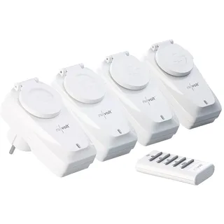 revolt Funksteckdosen-Set außen: 4er-Set Outdoor-Funksteckdosen mit Fernbedienung, IP44, bis 1.000 Watt (Funkschalter aussen Fernbedienung, Steckdose mit Funk-Schalter, Weihnachtsbaumbeleuchtung)
