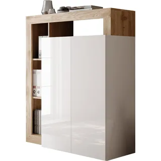 Home Affaire Sekretär HOME AFFAIRE "Hamburg Breite 108 cm, Höhe 126 cm, 2 Türen, PC-Schrank, Home-Office", braun (weiß, eiche cadiz nb), B:108cm H:126cm T:42cm, Sekretäre, Sekretär, dekorativer Rahmen, Tastaturauszug, Stauraum, Multifunktional