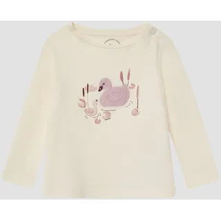 s.Oliver Ausgestelltes Langarmshirt mit Print und Applikation - beige - 86