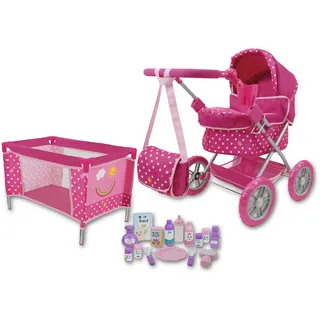 509 Crew Doll Stroller Pram 18 Piece Combo Value Play Set, Ages 3+