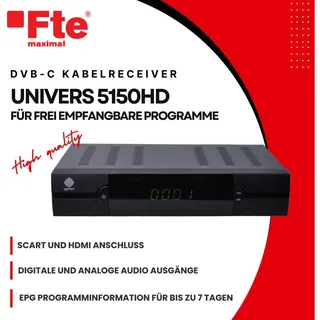 Univers DVB-C Receiver Univers 5150HD Kabel-Receiver 2.0 (EPG, HDMI, USB, SCART, mit Aufnahmefunktion) schwarz