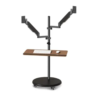 Monitor Halterung Monitorständer mit zwei Monitoren und Tastaturablage, 14-43 Zoll Multifunktions-Monitorständer mit Rollen, mobile Workstation, höhenverstellbare Monitorhalterung mit Gasdruckfeder Mo