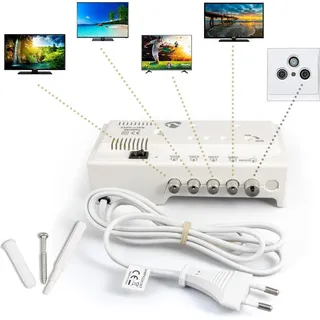 Nedis Antennenverstärker 4-fach 20dB Verstärker für DVB-C Kabelanschluss