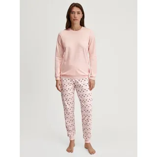 CALIDA Midnight Flowers Bündchen-Pyjama Damen, aus 100% Dicker Baumwolle - 48-50