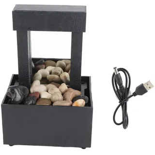 Tischbrunnen, verspiegelter Tischbrunnen für den Innenbereich mit Stein-LED-Licht, 2 Stunden automatische Abschaltung, Steinwasserfall-Zimmerbrunnen für den