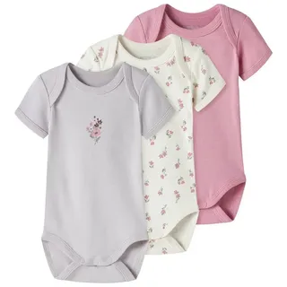NAME IT - Kid's Body S/S Flower 3-Pack - Alltagsunterwäsche Gr 98 grau