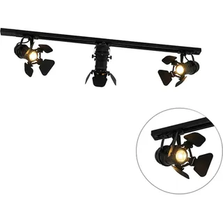 QAZQA - Modern Schienensystem I Spotlight I Deckenspot I Deckenstrahler I Strahler mit 3-flammig Spotbalken Spot I Spotlight I Deckenspot I Deckens... - Schwarz