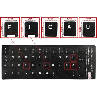 DE Tastaturaufkleber schwarz matt 48 Tasten kompatibel für DELL XPS, DELL Vostro - Schwarz