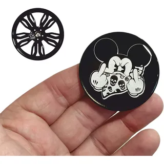 Decal Arts 4 x 50 mm 3D Gel Felgendeckel Universal Nabenkappen Micky Maus Mittelfinger Stil Auto Tuning Emblem