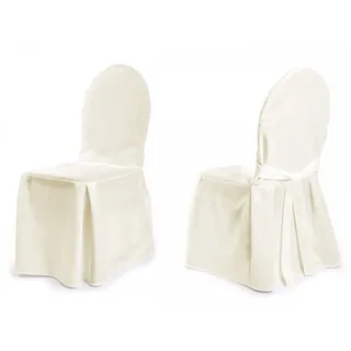 TexDeko Stuhlhussen für Bankettstühle - runde Lehne - Modell BERLIN (mit Schleife) - Creme - Creme