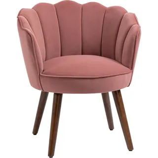 HOMCOM Esszimmerstuhl Küchenstuhl Sessel mit Rückenlehne Wohnzimmerstuhl Polyester Gummiholz Rosa 66 x 72 x 79 cm   Aosom