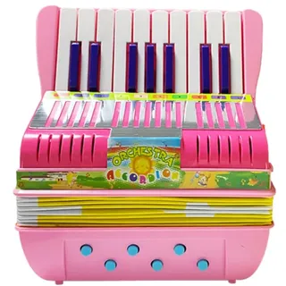 Funien Mini-Akkordeon mit 17 Tasten und 6 Bässen, ABS-Material mit Schnalle, Musikinstrument für Anfänger, leichtes Knopfakkordeon, Hand-Auge-Koordination, Bühnenauftritt