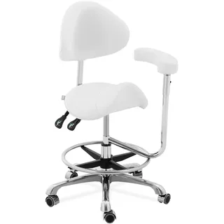 Physa Bürostuhl, Sattelstuhl mit Lehne Rollhocker Braun höhenverstellbar Pvc-leder