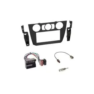 BMW 3er (E90/91/92/93) 2005 - 2013 Einbauset 2-DIN Radioblende schwarz + Quad...
