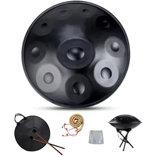 LSZMXI Harmonic Handpan Drum, Handpan-Drum-Instrument,D-Moll 9/10/12 TöNe 22 Zoll Stahl with Handpan Stand, Handpan Case, Durable Mallets and Dust-Free Cloth, Für Klangheilung, Persönliche Meditation