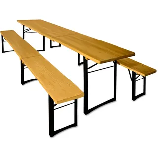 CASARIA Bierzeltgarnitur 3-tlg. Tisch 220 x 50 cm Braun