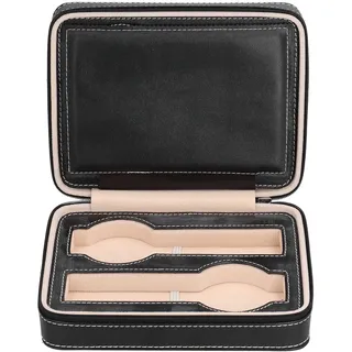 Alvinlite Uhrenetuis, Uhrenbox für Herren, Uhren-Organizer, tragbar, 2 Gitter, Reise-Uhrenbox, PU-Leder, Reißverschluss-Aufbewahrungsbox, Uhren-Organizer