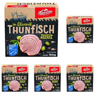 Hawesta MSC Thunfisch Filets in Olivenöl 160g (Packung mit 5)