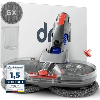 Dripl Wischaufsatz für Dyson V12 Staubsauger, Elektrischer Bodenwischer mit Abnehmbaren Wassertank und 6 Waschbare Mopps + 1 Füllbehälter (V12)