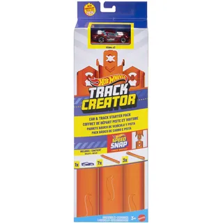 Hot Wheels Track Creator Starterset Auto und Track mit Spielzeugfahrzeug im Maßstab 1:64, ca. 3 Meter Track-Schnellstecksystem