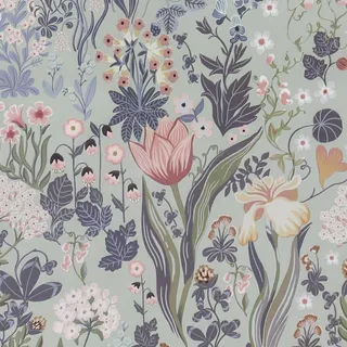 LiKiLiKi Blau und Lila Blumentapete Selbstklebende Tapete Blumen Vintage Klebefolie Möbel Abwaschbar und Wasserfest Mustertapete für Schlafzimmer Wohnzimmer Küche 44 x 300 cm