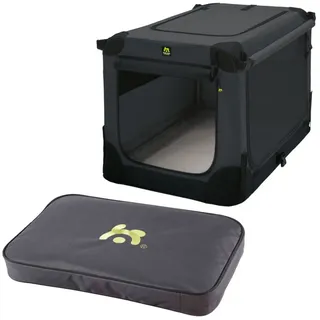 Maelson Soft Kennel anthrazit 52cm + Lounge Mat - Transportbox mit Matratze für Hunde