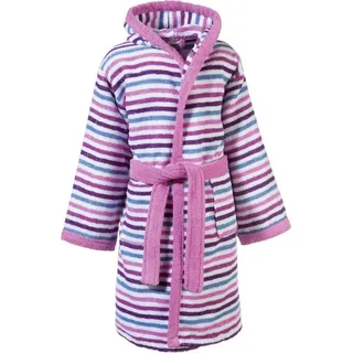 Erwin Müller Kinderbademantel Kinder-Bademantel mit Kapuze, Rückenlänge: 90 cm, Frottier, mit Kapuze, default, Walk-Frottier Streifen blau|lila|rosa Rückenlänge: 90 cm | 158/164