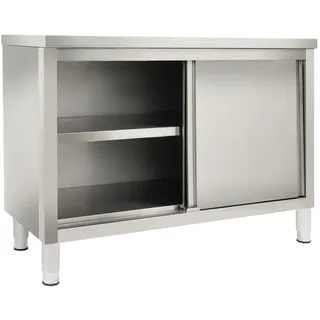 banborba Arbeitsschrank mit Schiebetüren, Edelstahl Arbeitstisch, Küchen Arbeitstisch Schrank, Freistehend Edelstahlschrank, Edelstahltisch für Küche, Restaurant, Garage, 120 x 50 x 86 cm