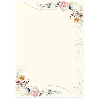 50 Blatt Briefpapier TROPISCHE BLUMEN - DIN A5 (210x148 mm), 90 g/m2 - Bunt