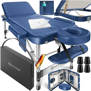 Kesser KESSER® Massageliege klappbar & höhenverstellbar 3 Zonen Massagebett Massagetisch Kosmetikliege Therapieliege Aluminium + 10x Gesichtsauflage mit Kopfstütze Armlehnen & Tasche