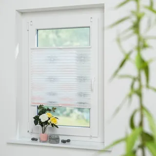 Plissee LIEDECO "Blume grau" Gr. 6, grau (grau, weiß, weiß), B:40cm H:130cm, Obermaterial: 95% Polyester, 5% sonstige Fasern, Plissees