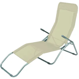 Mojawo Saunaliege Liege Sonnenliege L142xB58xH99cm Strandliege Beige Relaxliege Gartenliege Liegestuhl Kippliege