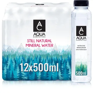 AQUA Carpatica Stilles Natürlich Alkalisch Mineralwasser, PET, 12 x 500ml | Rein aus der Quelle, Natürlich natriumarm, Reich an Elektrolyten, Calcium & Magnesium, Für Babynahrung