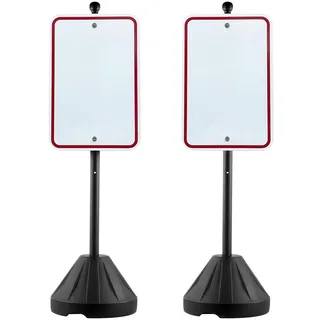 Vevor Tragbarer Schilderpfosten, 1,52 m 2 Stk. Schilderpfostenhalter aus Gusseisen, rollbarer Parkschildständer für Parkverbots-Straßenschilder, Behindertenparkplatzschild, mit Sockel, Schwarz