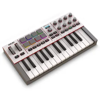 Akai Professional MPK Mini IV USB-C MIDI Keyboard Controller für Anfänger und Produzenten - MPC Drum Pads, Pitch- und Modulationsräder, Musikproduktionssoftware, Native Instruments Soundpaket, Grau