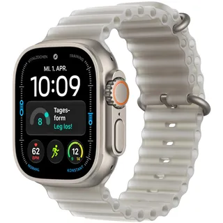 Apple Watch Ultra 4 GPS+Cellular 49 mm Titaniumgehäuse Natur Ocean Armband Halbtransparentes Grau M