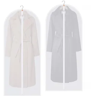 Hejo 2 Stück Kleidersack Anzug Lang, 60 x 140 cm Verdickte Kleiderschutzhülle, Kleiderhülle mit Reißverschluss, Transparente Anzugtasche, Schutzhülle für Anzug, Mäntel, Jacken, Kleider und Anzug