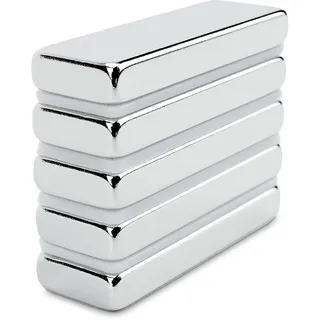 SENSEI® 5 Stück Magnete Rechteckig 30 x 10 x 4 mm – Extra Starke Neodym-Magnetplatte 5,4 kg Haftkraft, Flach & Beidseitig Magnetisch