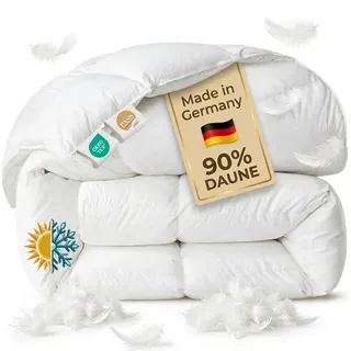 Brönning Daunendecke 155x220 90% Daunen - Made in Germany | Ganzjahrsdecke | Bettdecke 155x220 Warm, Leicht & Flauschig | 4 Jahreszeiten Bettdecken Für Allergiker | Decke Waschbar & Atmungsaktiv