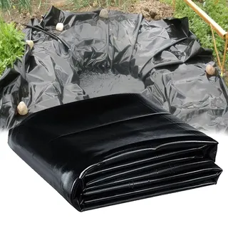 Schwarze Teichfolie, langlebige HDPE-Teichfolien 3 x 4 m, 4 x 6 m, 5 x 8 m, 8 x 10 m, 10 x 12 m, Teichfolie für Außenteiche, Wassergarten, Fisch- und Koi-Poolmembran, vorgefertigte Dichtungsfolie(4x6m