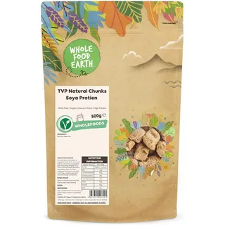 Wholefood Earth TVP Natural Chunks Soja Protien - GMO Frei - Vegan - Milchfrei - Ohne Zuckerzusatz, 500g