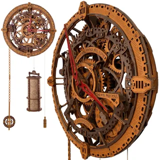WOODEN.CITY 3D Holzpuzzle Uhr Industrial Vintage Wanduhr Holz Modellbausatz
