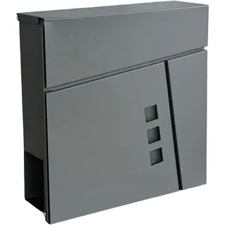 Relaxdays Briefkasten mit Zeitungsfach, HBT: 37,5 x 37 x 10,5 cm, DIN C4, wetterfest, 4 Schlüssel, Postkasten, anthrazit