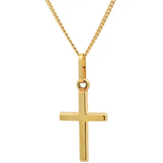 HOPLO Kreuzanhänger Gold Anhänger Kreuz mit Goldkette massiv 333 - 8 Karat Gold 40 cm, Made in Germany 40 cm Damenkette eng