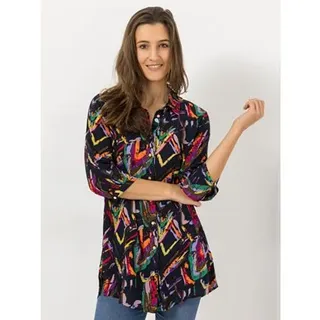 DINE 'N' DANCE Tunika, 3/4-Arm Hemdkragen Knopfleiste leger weit